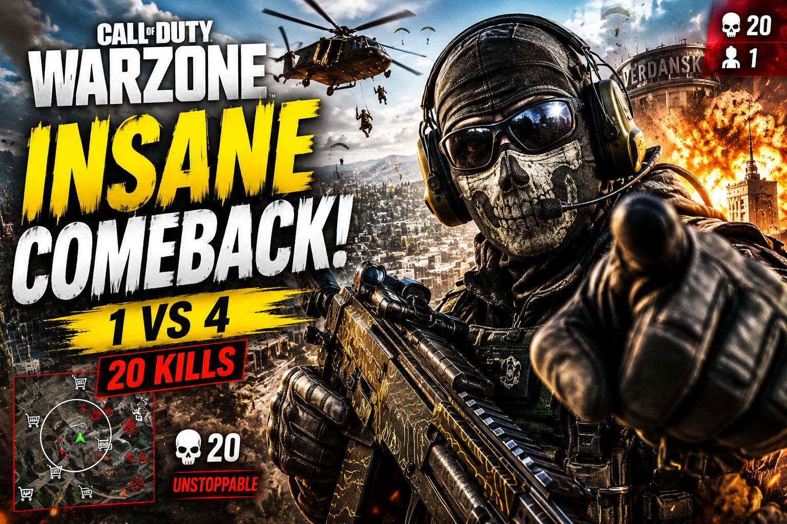 WARZONE INSANE COMEBACK! 🔥 1v4 CLUTCH + 20 KILLS (COD Warzone)