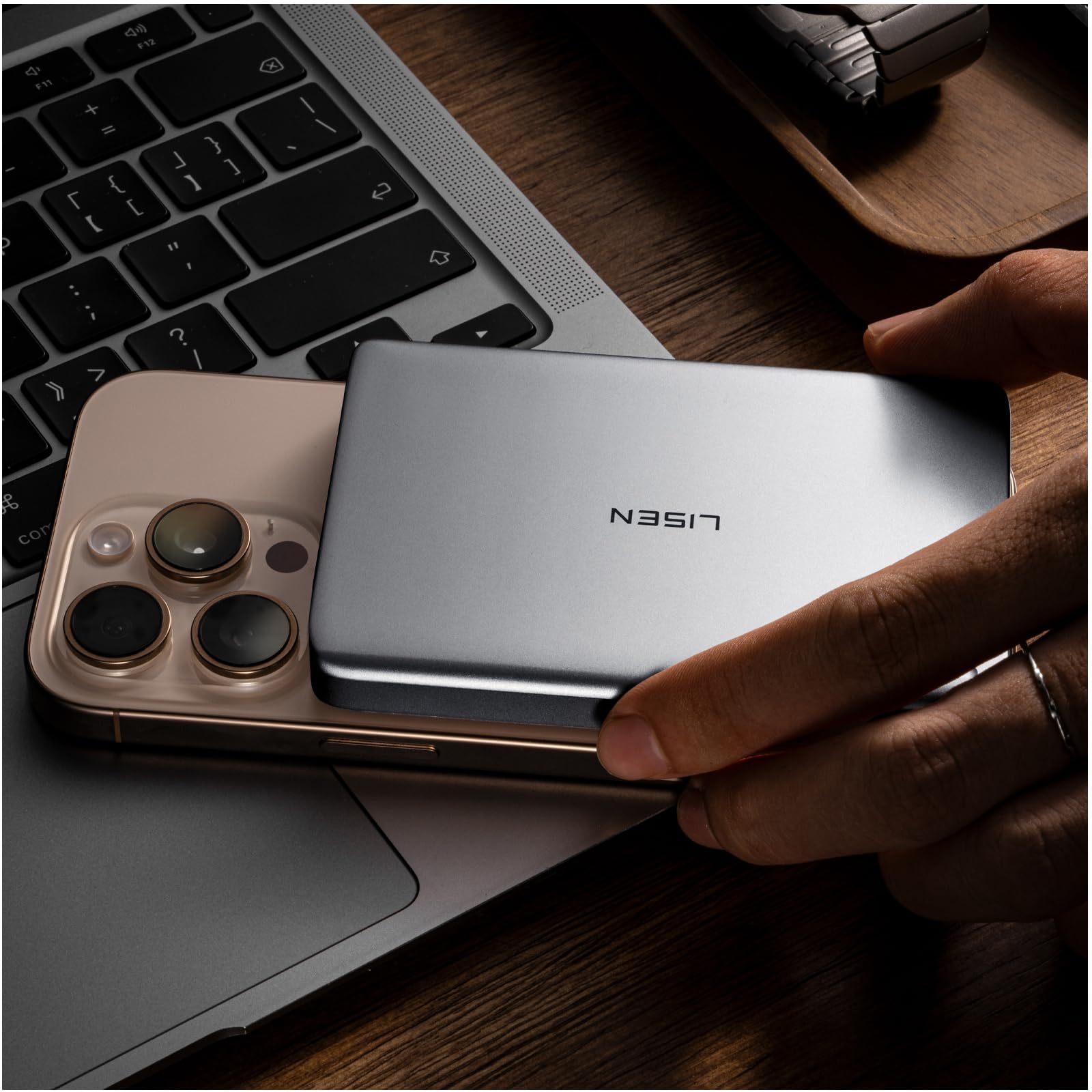 LISEN 0.5‘’ Ultra Slim MagSafe Portable Charger,10000mAh Wireless Card Slim MagSafe Battery Pack iPhone 17 Air Accessories,Magnetic Power Bank for iPhone 17 Pro Max Plus Air/16/15/14/13/12，GlacierGray