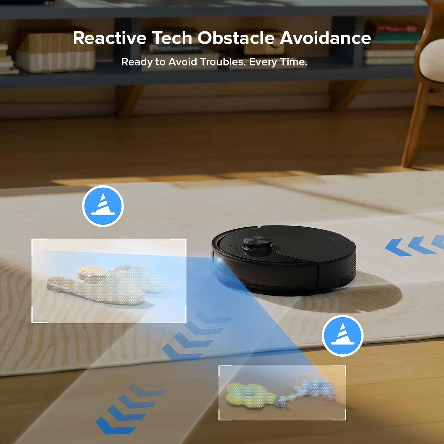 roborock Q10 S5+ Robot Vacuum and Mop, 10,000Pa Suction, Upgraded from Q8 max+, 70 Days Self-Emptying, Obstacle Avoidance, Sonic Mopping, Dual Anti-Tangle Design, Auto Mop Lifting, Black