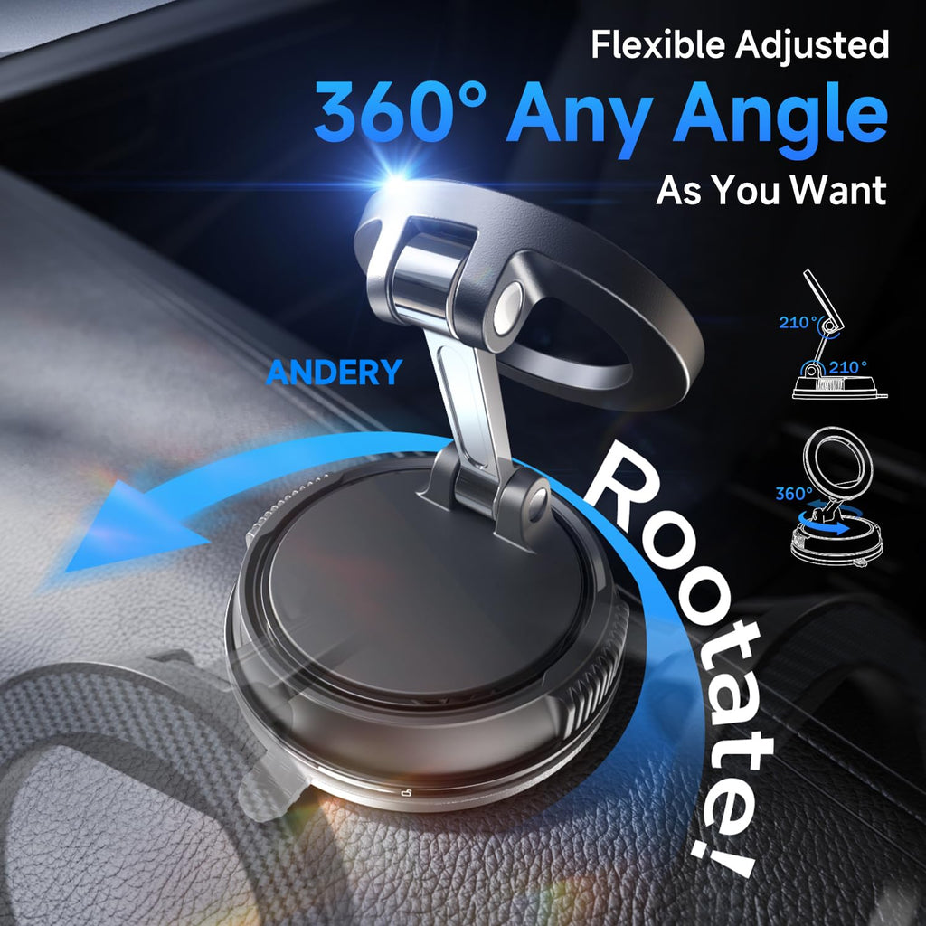 ANDERY Car Phone Holder for Magsafe [78+LBS Strongest Suction & 2400gf Magnetic] 360° Adjustable Car Phone Mount, Phone Holders for Your Car for iPhone 17-12 Pro Max Plus Air, Carbon Fiber