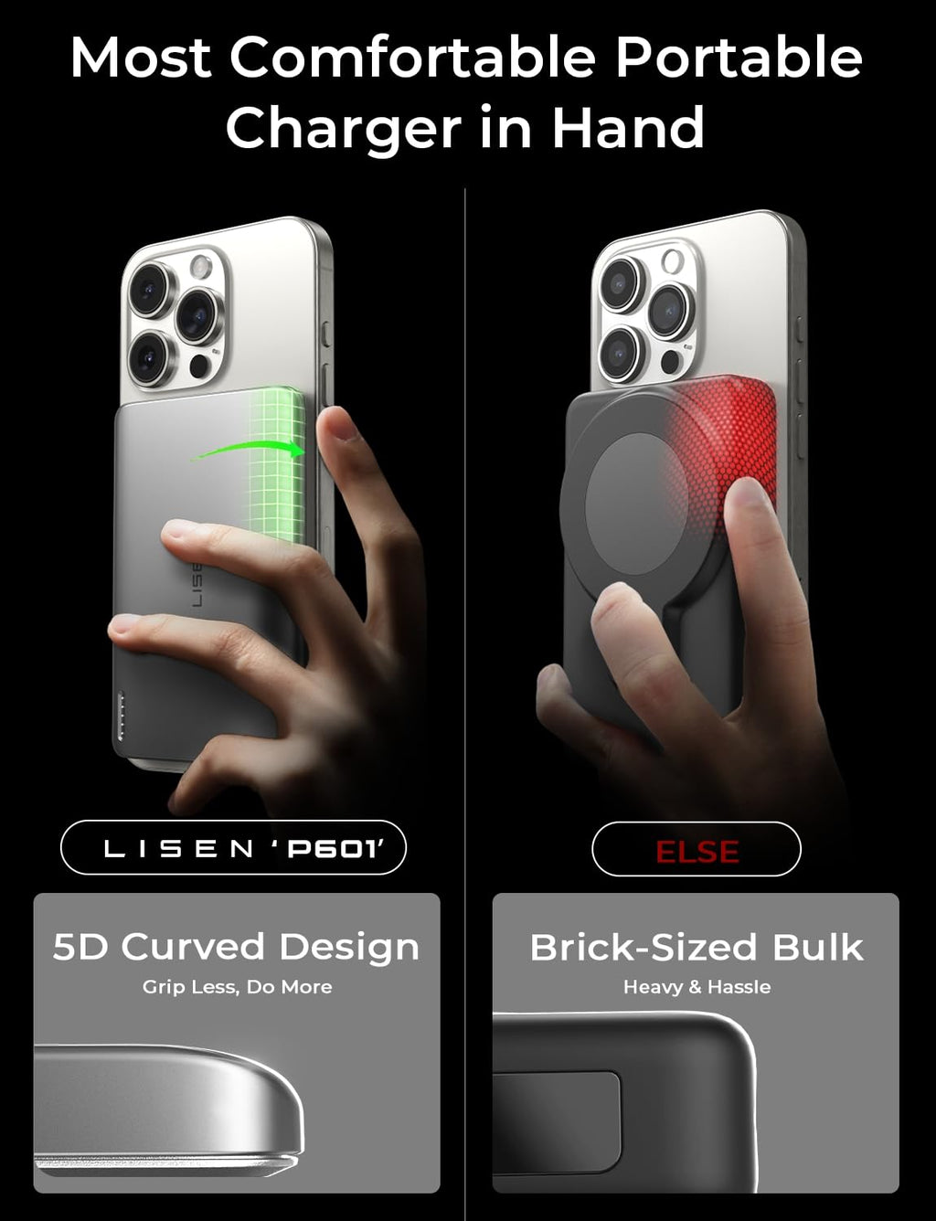 LISEN 0.5‘’ Ultra Slim MagSafe Portable Charger,10000mAh Wireless Card Slim MagSafe Battery Pack iPhone 17 Air Accessories,Magnetic Power Bank for iPhone 17 Pro Max Plus Air/16/15/14/13/12，GlacierGray