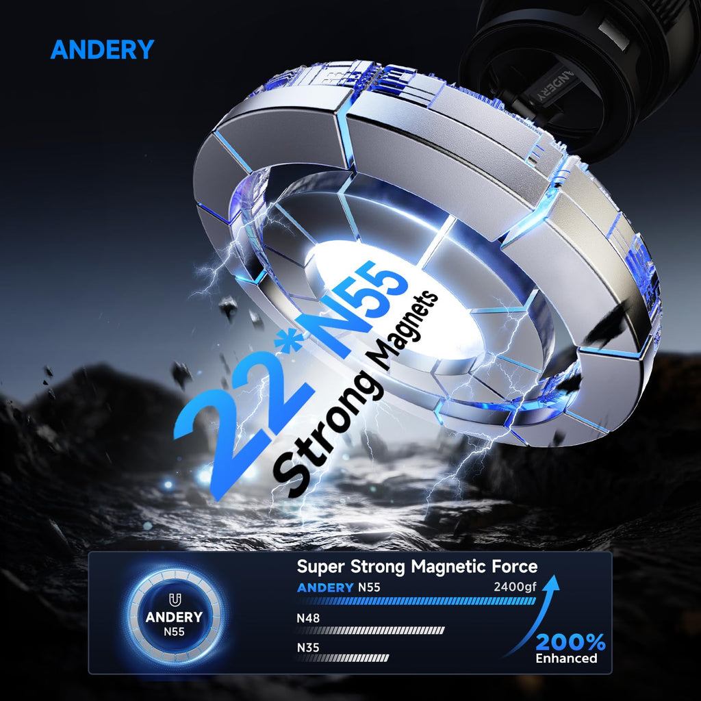 ANDERY Car Phone Holder for Magsafe [78+LBS Strongest Suction & 2400gf Magnetic] 360° Adjustable Car Phone Mount, Phone Holders for Your Car for iPhone 17-12 Pro Max Plus Air, Carbon Fiber