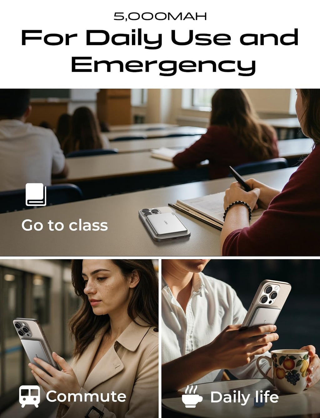 LISEN 0.5‘’ Ultra Slim MagSafe Portable Charger,10000mAh Wireless Card Slim MagSafe Battery Pack iPhone 17 Air Accessories,Magnetic Power Bank for iPhone 17 Pro Max Plus Air/16/15/14/13/12，GlacierGray