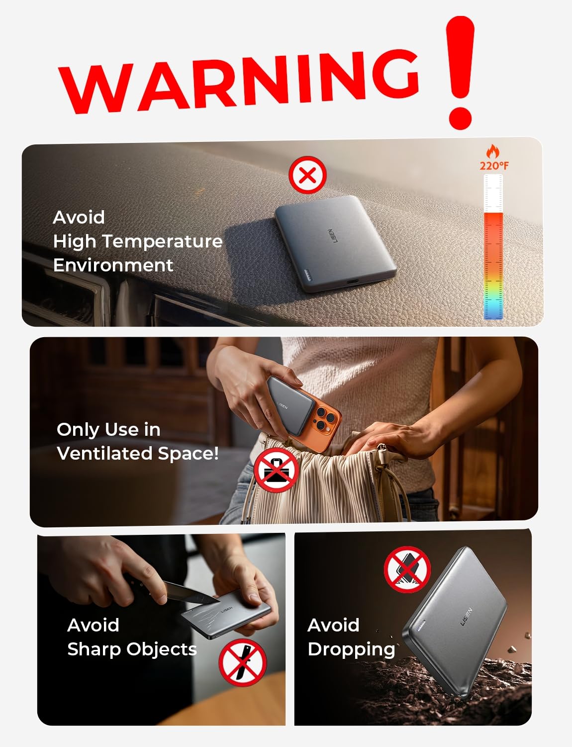 LISEN 0.5‘’ Ultra Slim MagSafe Portable Charger,10000mAh Wireless Card Slim MagSafe Battery Pack iPhone 17 Air Accessories,Magnetic Power Bank for iPhone 17 Pro Max Plus Air/16/15/14/13/12，GlacierGray